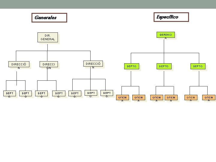 Específico Generales GERENCI A DIR. GENERAL DIRECCIÓ N DEPT O DIRECCIÓ N DIRECCI ÓN