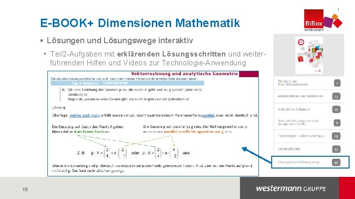 E-BOOK+ Dimensionen Mathematik § Lösungen und Lösungswege interaktiv • Teil 2 -Aufgaben mit erklärenden