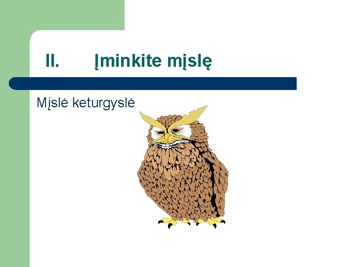 II. Įminkite mįslę Mįslė keturgyslė 