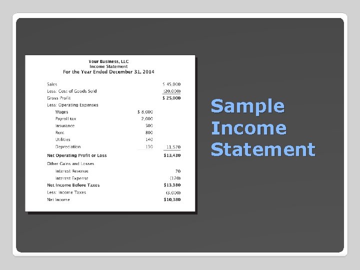 Sample Income Statement 
