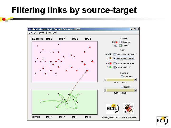 Filtering links by source-target 