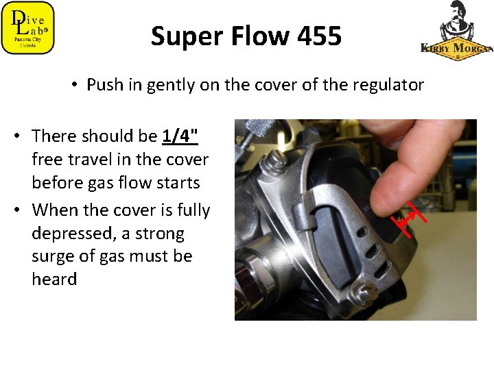 Super Flow 455 • Push in gently on the cover of the regulator •