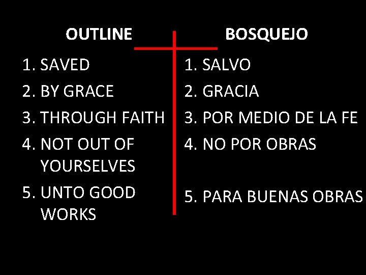 OUTLINE 1. SAVED 2. BY GRACE 3. THROUGH FAITH 4. NOT OUT OF YOURSELVES