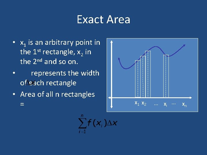 Exact Area • x 1 is an arbitrary point in the 1 st rectangle,