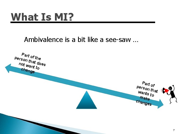 What Is MI? Ambivalence is a bit like a see-saw … Par perso t