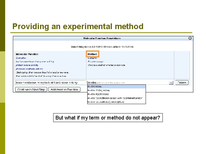 Providing an experimental method in vitro But what if my term or method do