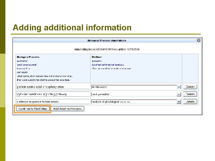 Adding additional information 