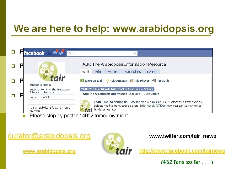We are here to help: www. arabidopsis. org p Please use the data we