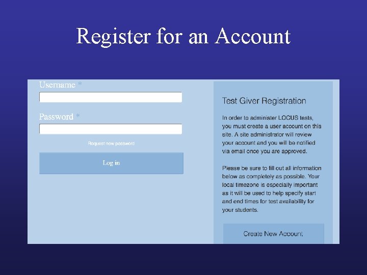 Register for an Account 