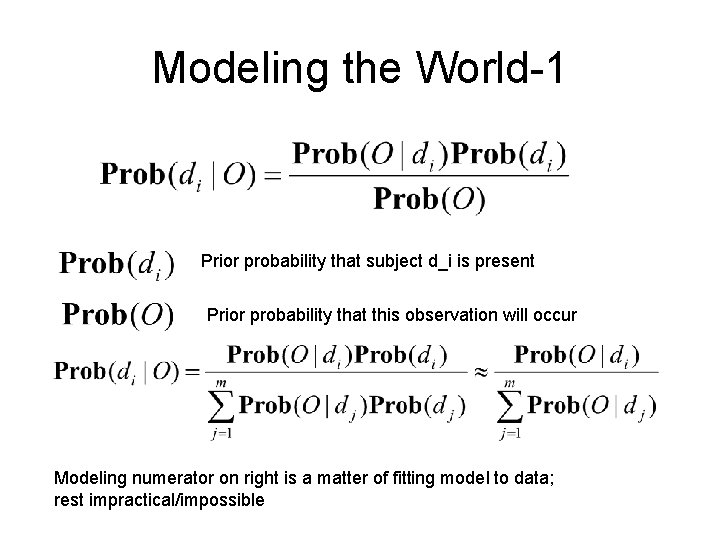 Modeling the World-1 Prior probability that subject d_i is present Prior probability that this