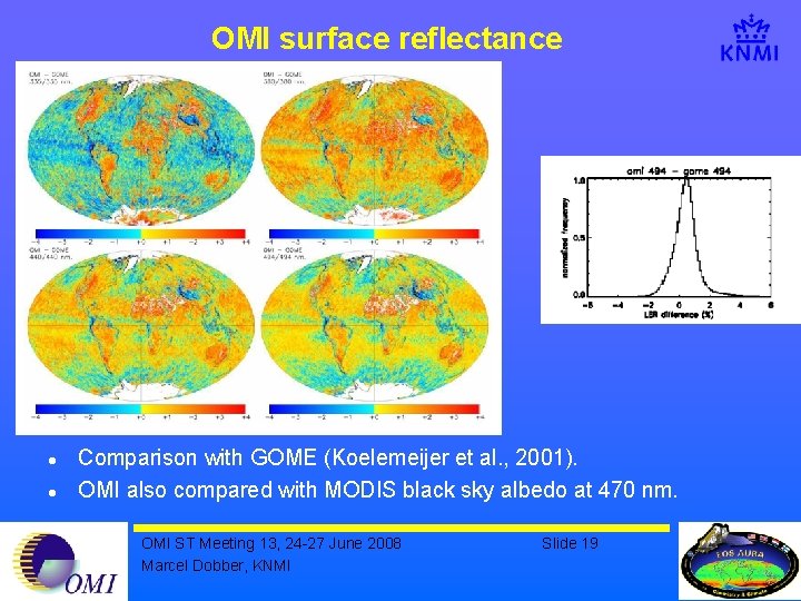 OMI surface reflectance l l Comparison with GOME (Koelemeijer et al. , 2001). OMI