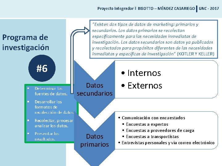 Proyecto Integrador ‖ BISOTTO – MÉNDEZ CASARIEGO UNC - 2017 Programa de investigación “Existen