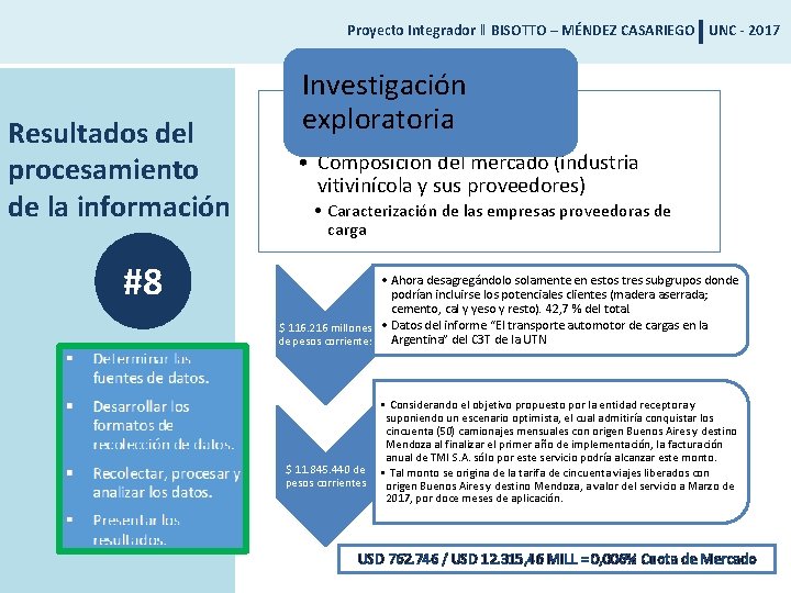 Proyecto Integrador ‖ BISOTTO – MÉNDEZ CASARIEGO UNC - 2017 Resultados del procesamiento de