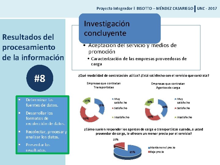 Proyecto Integrador ‖ BISOTTO – MÉNDEZ CASARIEGO UNC - 2017 Resultados del procesamiento de