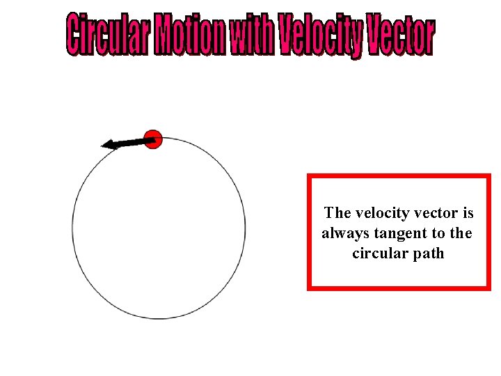 The velocity vector is always tangent to the circular path 