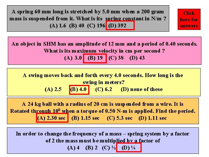 A spring 60 mm long is stretched by 5. 0 mm when a 200