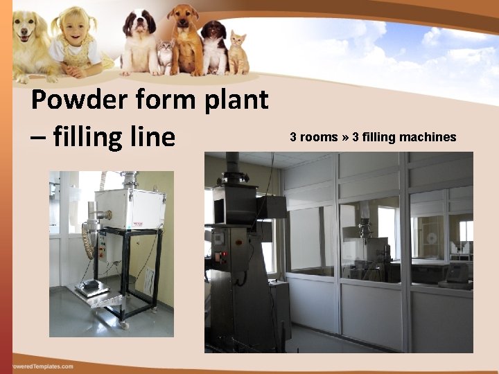 Powder form plant – filling line 3 rooms » 3 filling machines 