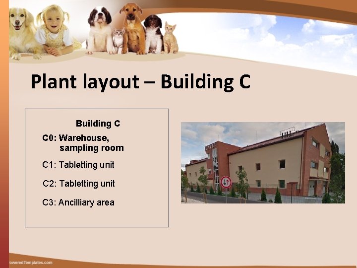 Plant layout – Building C C 0: Warehouse, sampling room C 1: Tabletting unit