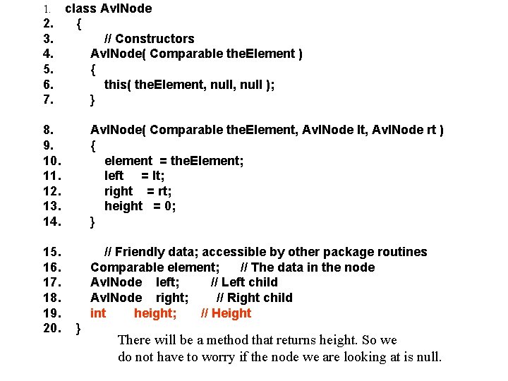 1. 2. 3. 4. 5. 6. 7. class Avl. Node { // Constructors Avl.