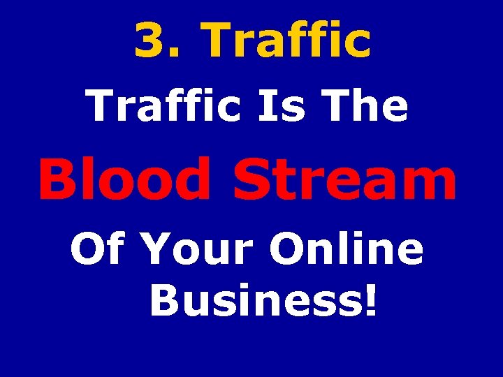 3. Traffic Is The Blood Stream Of Your Online Business! 