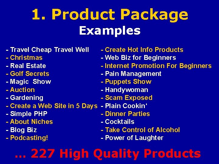 1. Product Package Examples - Travel Cheap Travel Well - Christmas - Real Estate