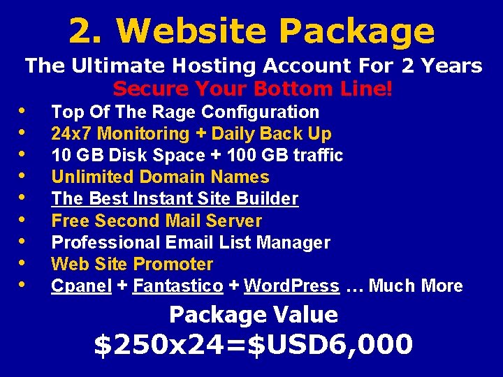 2. Website Package The Ultimate Hosting Account For 2 Years Secure Your Bottom Line!