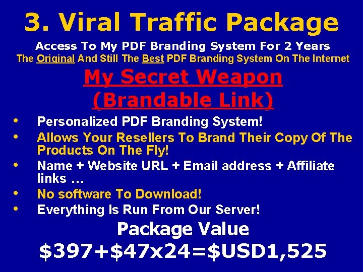 3. Viral Traffic Package Access To My PDF Branding System For 2 Years The