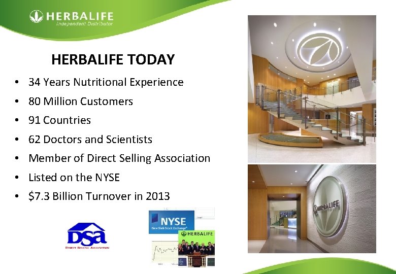 HERBALIFE TODAY • 34 Years Nutritional Experience • 80 Million Customers • 91 Countries