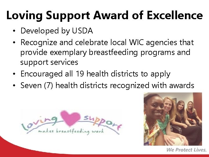 Loving Support Award of Excellence • Developed by USDA • Recognize and celebrate local