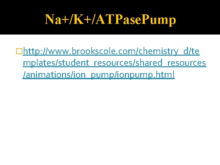 Na+/K+/ATPase. Pump �http: //www. brookscole. com/chemistry_d/te mplates/student_resources/shared_resources /animations/ion_pump/ionpump. html 