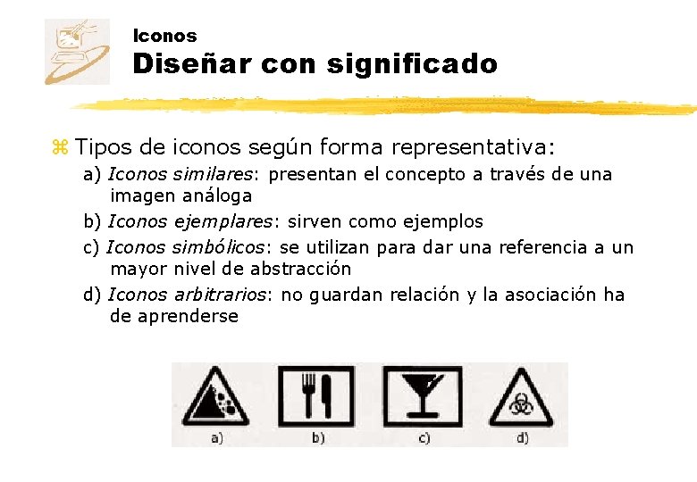 Iconos Diseñar con significado z Tipos de iconos según forma representativa: a) Iconos similares: