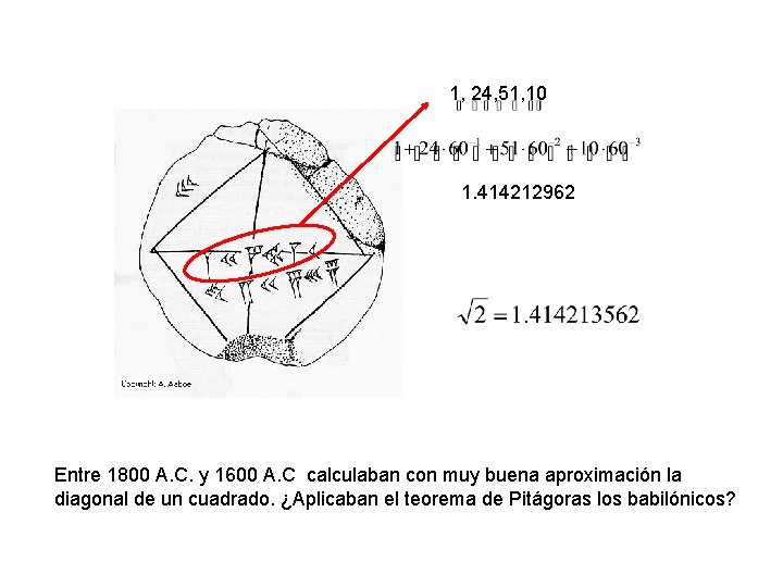 1, 24, 51, 10 1. 414212962 Entre 1800 A. C. y 1600 A. C
