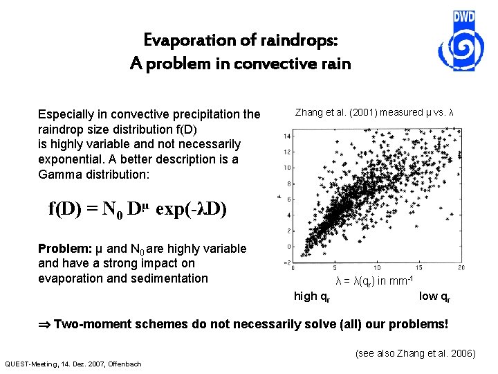 Evaporation of raindrops: A problem in convective rain Especially in convective precipitation the raindrop