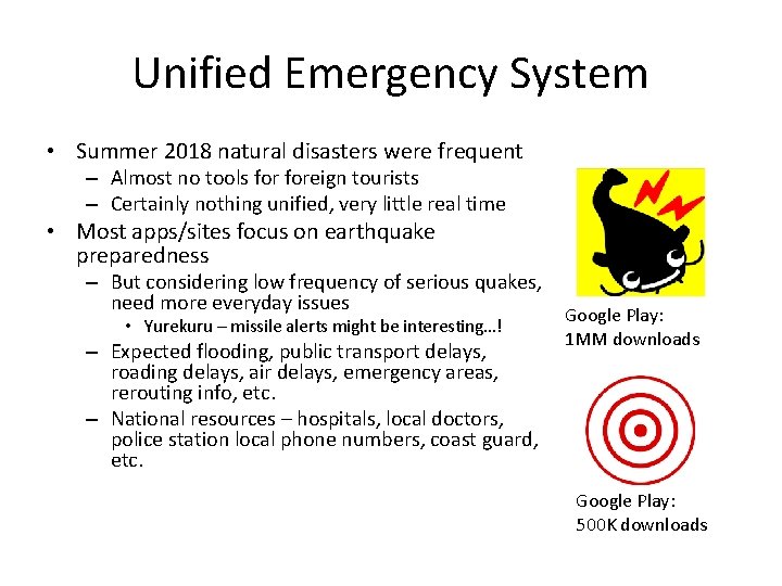 Unified Emergency System • Summer 2018 natural disasters were frequent – Almost no tools