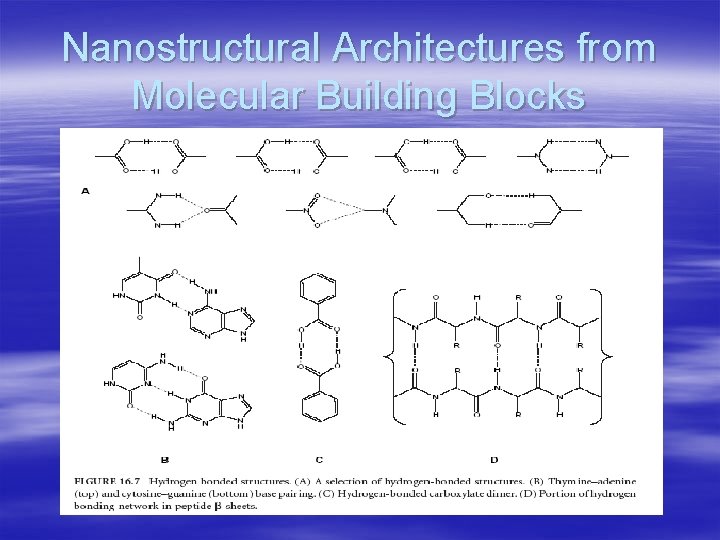 Nanostructural Architectures from Molecular Building Blocks 