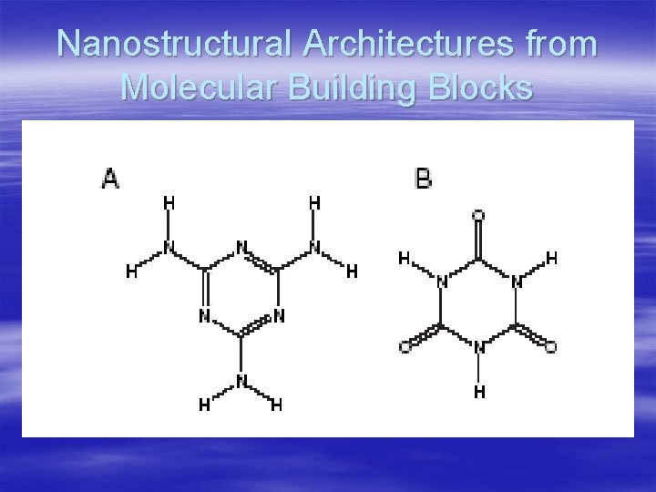 Nanostructural Architectures from Molecular Building Blocks 