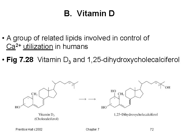 B. Vitamin D • A group of related lipids involved in control of Ca