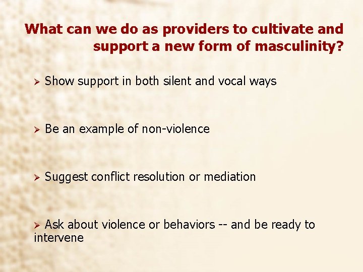 What can we do as providers to cultivate and support a new form of