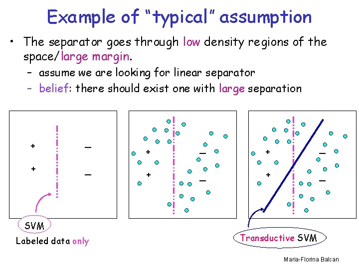 Example of “typical” assumption • The separator goes through low density regions of the