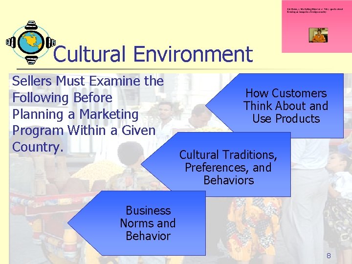 Cultural Environment Sellers Must Examine the Following Before Planning a Marketing Program Within a