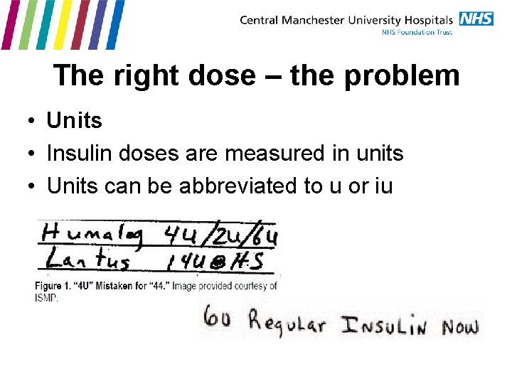 The right dose – the problem • Units • Insulin doses are measured in