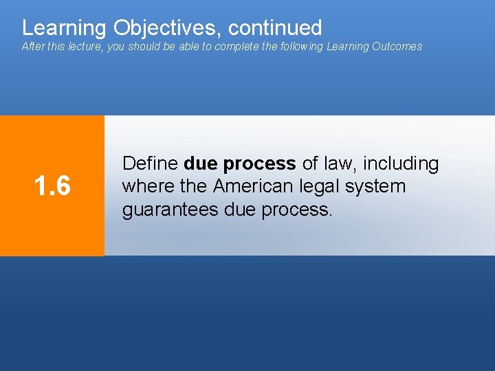Learning Objectives, continued After this lecture, you should be able to complete the following Learning Objectives, continued After this lecture, you should be able to complete the following