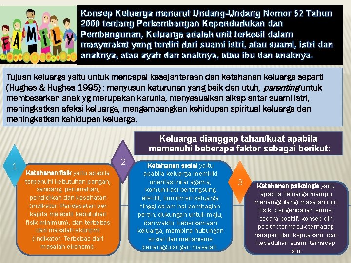 Konsep Keluarga menurut Undang-Undang Nomor 52 Tahun 2009 tentang Perkembangan Kependudukan dan Pembangunan, Keluarga