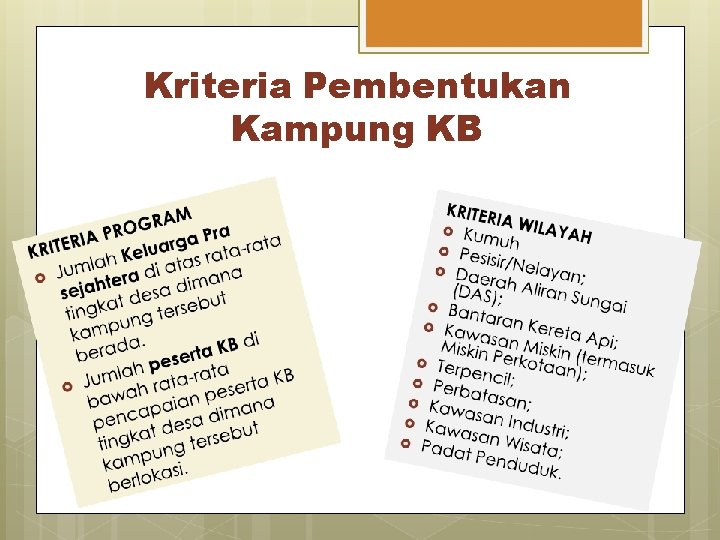 Kriteria Pembentukan Kampung KB 