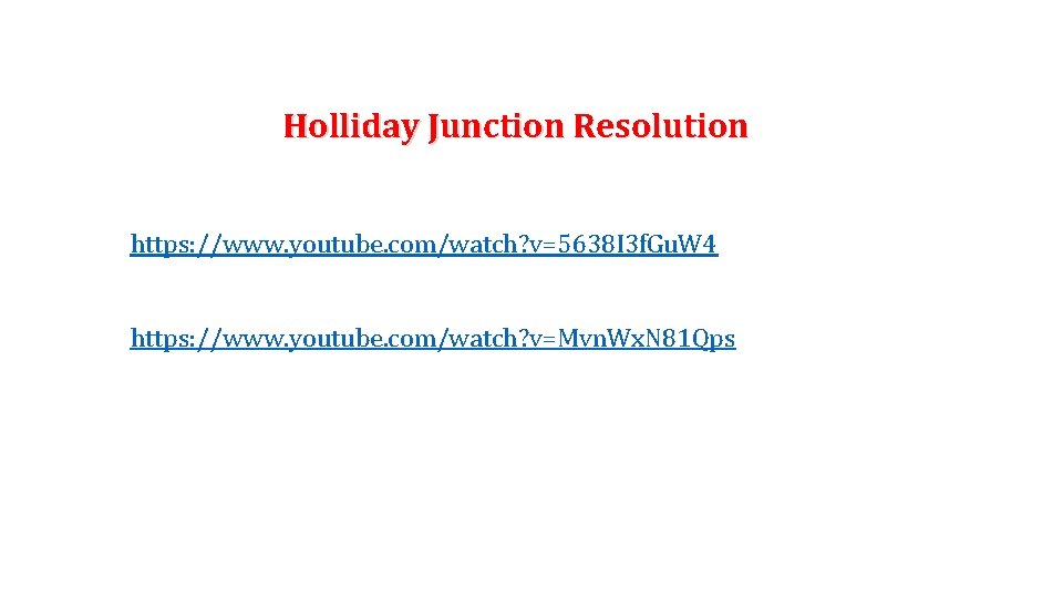 Holliday Junction Resolution https: //www. youtube. com/watch? v=5638 I 3 f. Gu. W 4