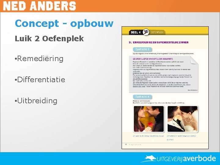 Concept - opbouw Luik 2 Oefenplek • Remediëring • Differentiatie • Uitbreiding 