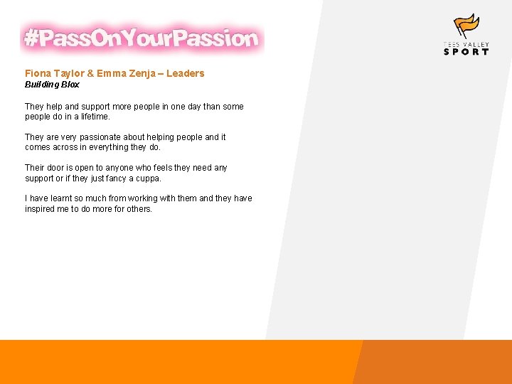 Fiona Taylor & Emma Zenja – Leaders Building Blox They help and support more