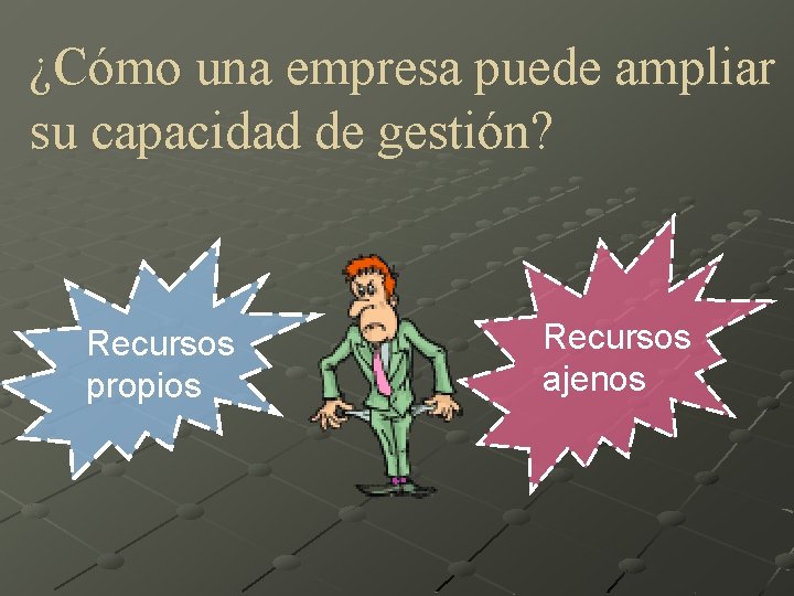 ¿Cómo una empresa puede ampliar su capacidad de gestión? Recursos propios Recursos ajenos 