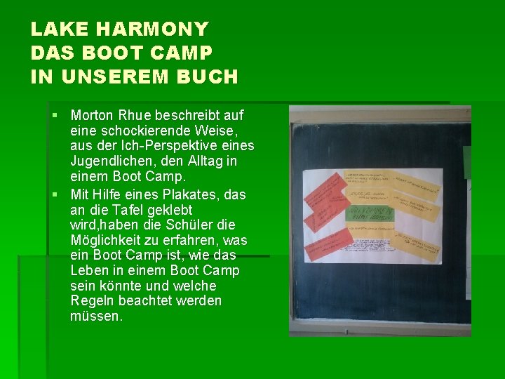 LAKE HARMONY DAS BOOT CAMP IN UNSEREM BUCH § Morton Rhue beschreibt auf eine