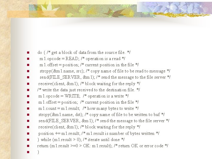 n n n n n do { /* get a block of data from
